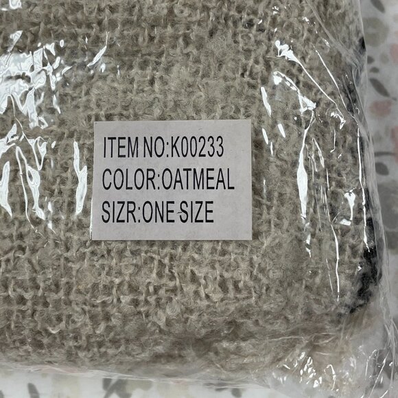 NWT - Ivory / Oatmeal Plaid Turtleneck Poncho - Picture 3 of 4